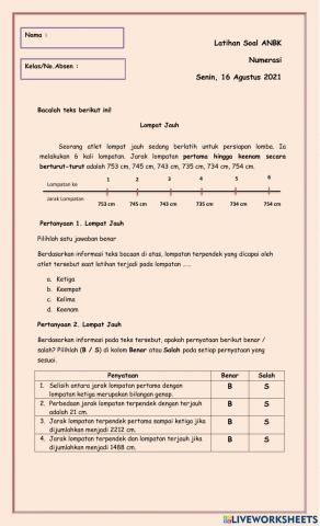 Latihan Soal ANBK Numerasi Kelas 5