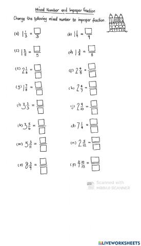 Mixed number to improper fraction