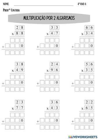 Multiplicação por dois algarismos