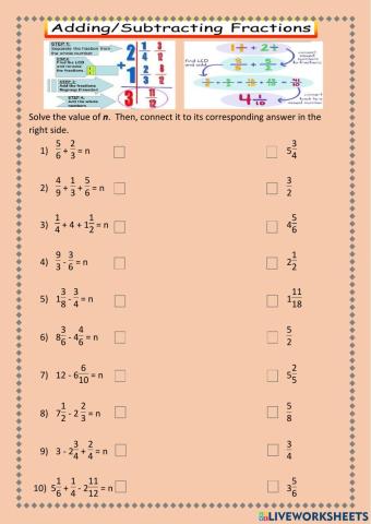 Addition - subtraction of fractions