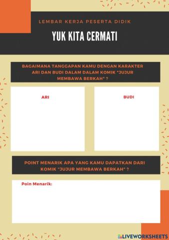 Lembar kerja peserta didik dari komik mencontek