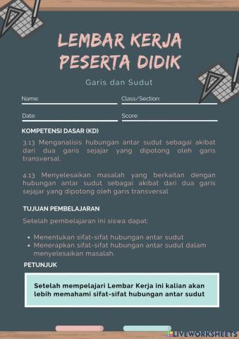 Lembar Kerja Peserta Didik Materi Garis dan Sudut