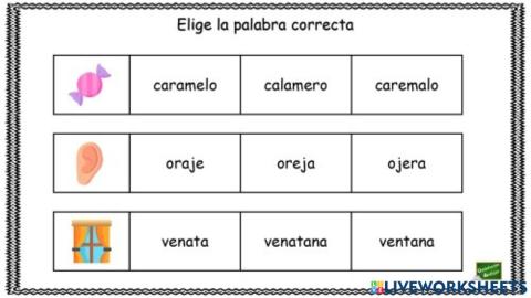 Escoge la palabra correcta