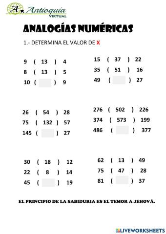 Analogías numéricas 2ª