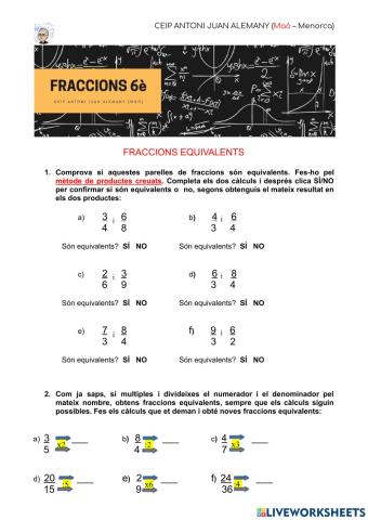 Fraccions equivalents