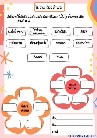 แบบเก็บคะแนน เรื่องคำนาม ป.6