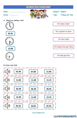 LKPD Bahasa Inggris tentang Telling the Time