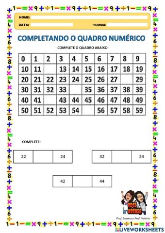 Completando o Quadro Numérico