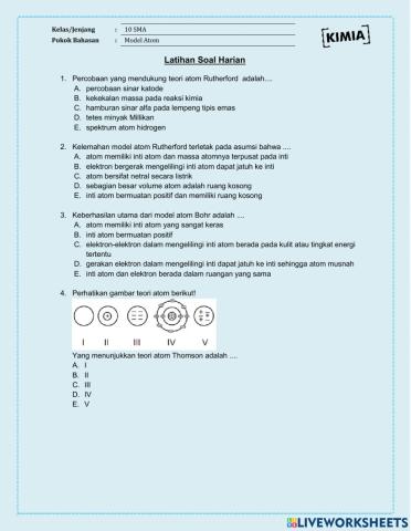 10Latihan Soal Harian-Model Atom