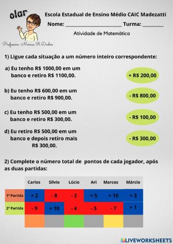 Operações com Números Inteiros