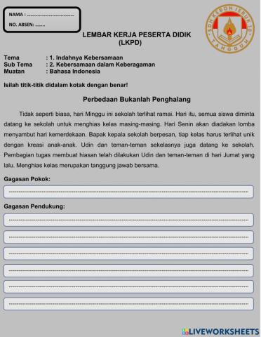 Lkpd gagasan pokok