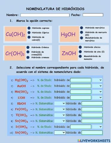 Nomenclatura de hidróxidos