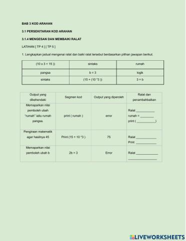 3.1.4 Mengesan dan membaiki ralat