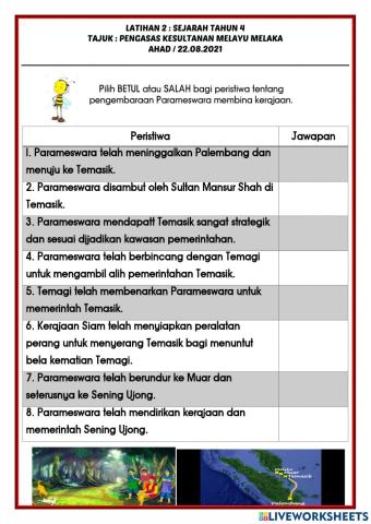 Latihan 2: pengasas kesultanan melayu melaka