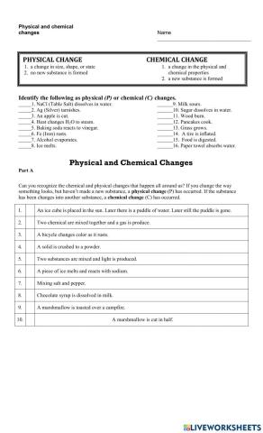 Physical and Chemical changes