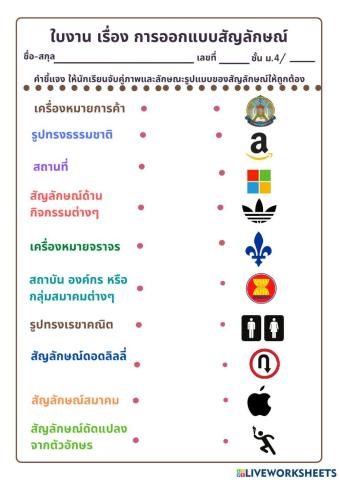 ใบงานลักษณะรูปแบบสัญลักษณ์