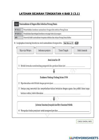 Sejarah Tingkatan 4 (Bab 3 : 3.1)