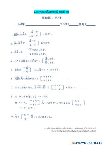 第30課：文法（テスト）