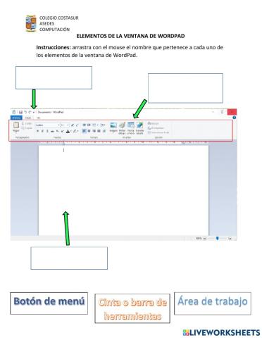 Elementos de wordpad prepa