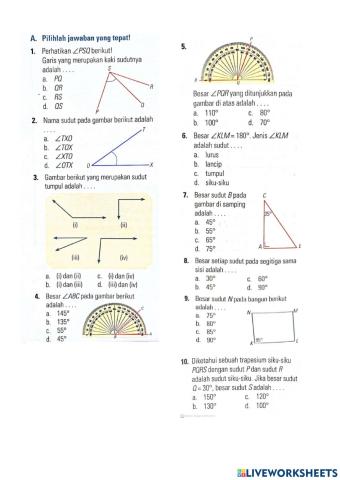 Ulangan Harian Matematika Sudut