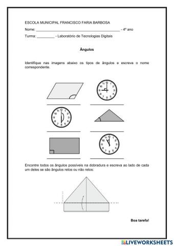 Ângulos retos e não retos