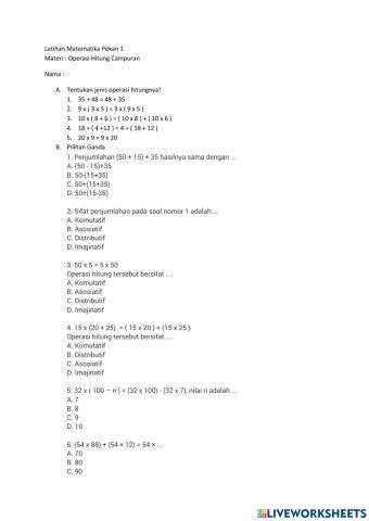 Latihan 1 OHC Matematika