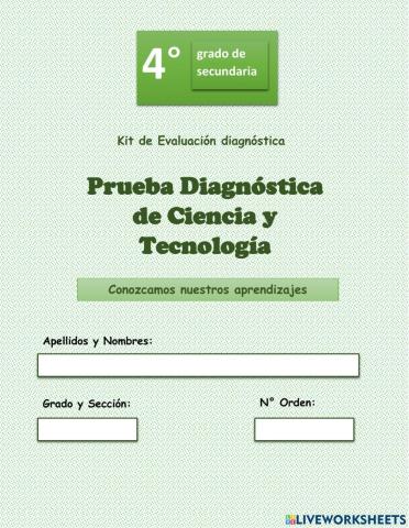 Evaluación diagnóstica 4to de de secundaria