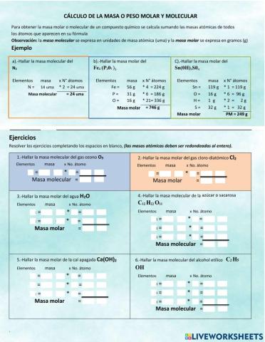 Masa o peso molecular y molar
