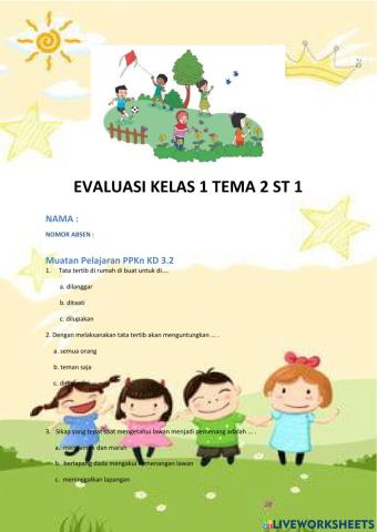 Evaluasi tema 2 subtema 1