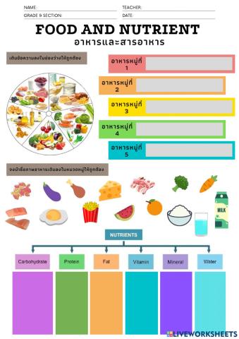 ใบงานอาหารและสารอาหาร1