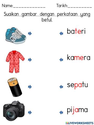 Suaikan gambar dengan perkataan yang betul (KVKVKV)-1