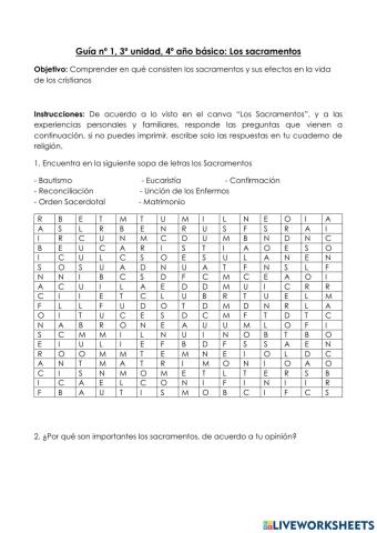 Guía de aprendizaje Los Sacramentos