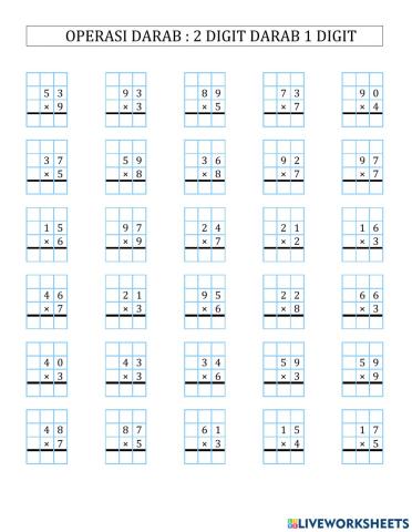 Operasi Darab 2 digit darab 1 digit
