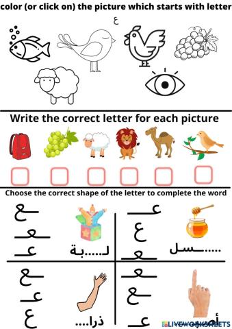 letter ع homework