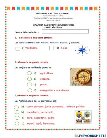 Evaluación diagnóstica de sociales