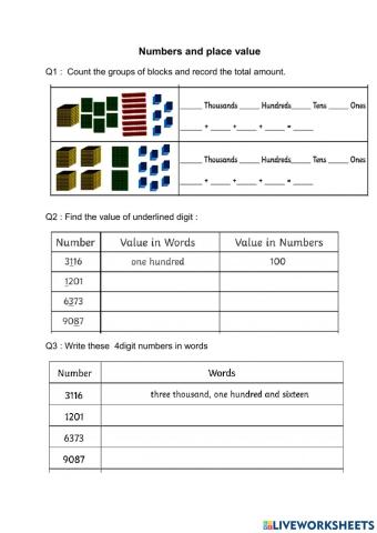 Numbers and place value