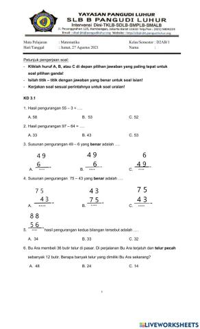 Ulangan matematika 1