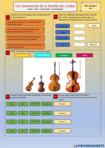 Les instruments de la famille des cordes