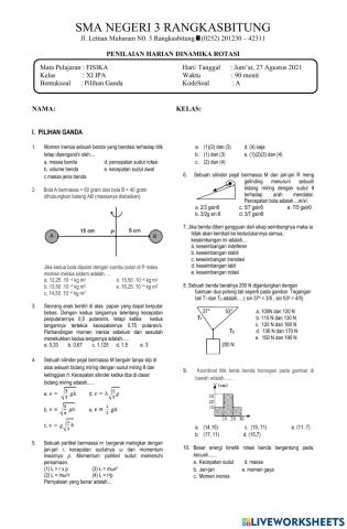 PENILAIAN HARIAN 1 FISIKA DINAMIKA ROTASI