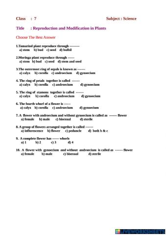 Reproduction in plants