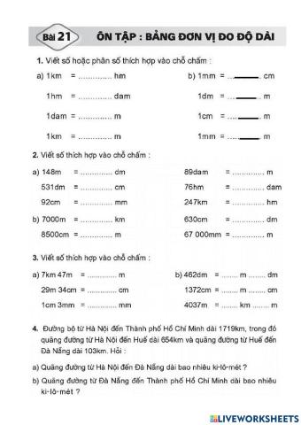 Vở bài tập toán 5- tiết 21