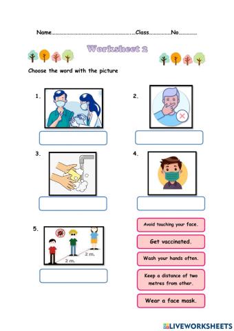 Worksheet 2 The ways to prevent COVID-19 (Sentence)