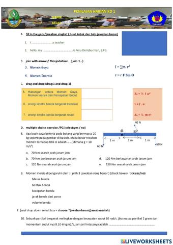 Penilaian harian kd 1