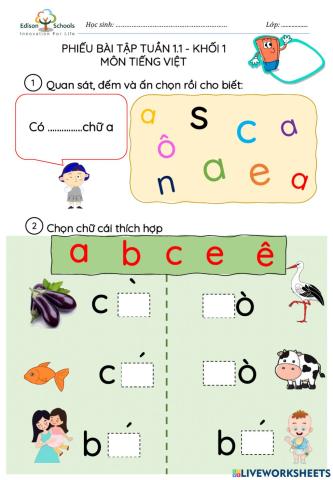 Tuần 1.Ôn tập. a,b,c,e,ê