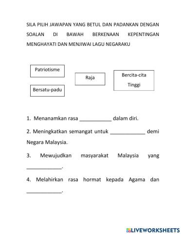 Latihan Kepentingan Menghayati Lagu Negaraku