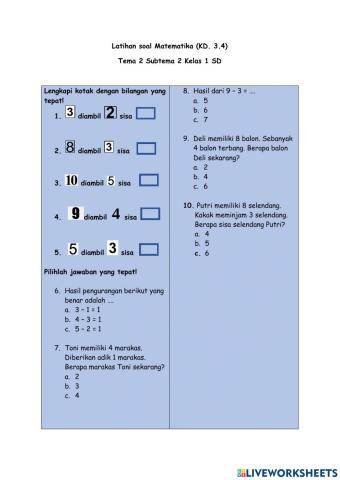 Matematika KD 3.4 tema 2 sb 2