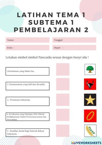 Latihan tema 1 subtema 1 pembelajaran 2