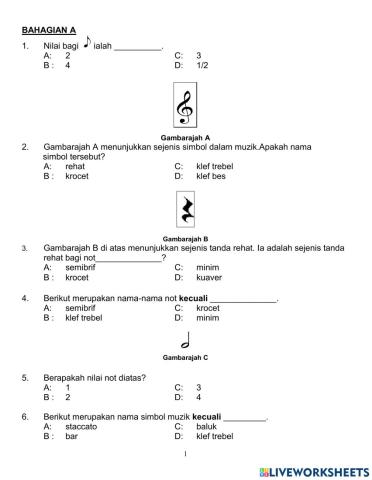 Pentaksiran Setara Pendidikan Muzik Tahun 4 online 2021