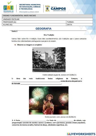 EMCAPO - Atividades Complementares - Fevereiro - Geografia - 5º ano