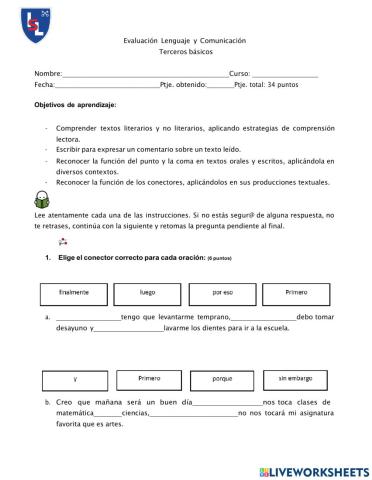 Conectores y signos de puntuación